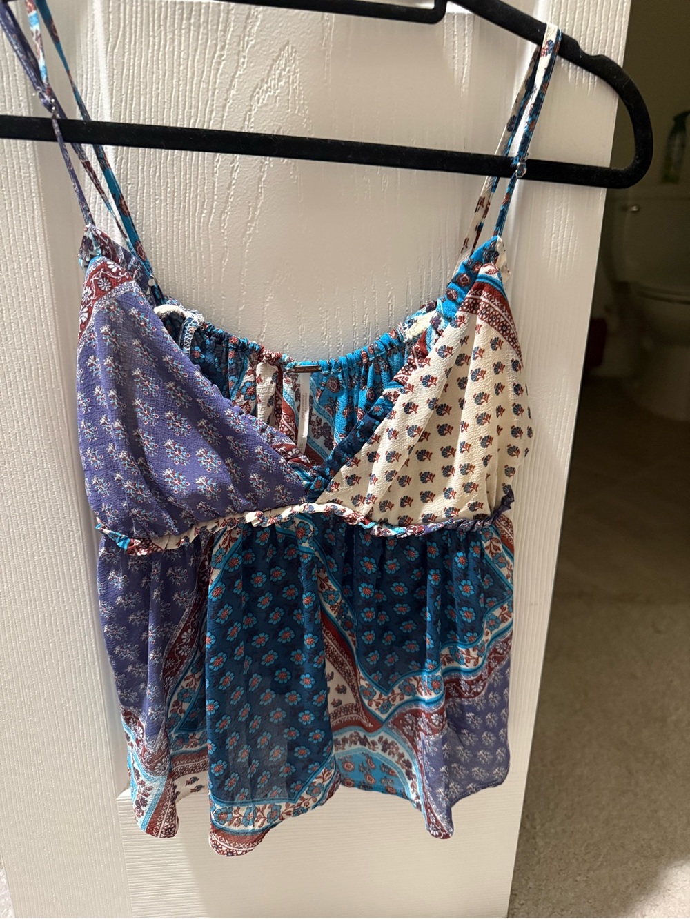 Free People Alix Patchwork Camisole in Blue Multi